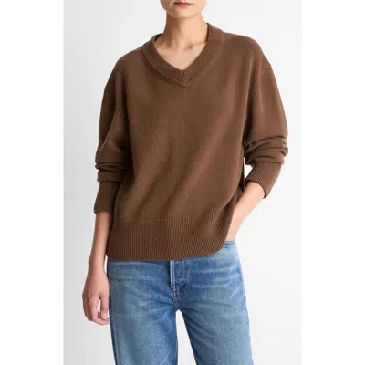 Vince Wool & Cashmere V-neck Sweater In Brown