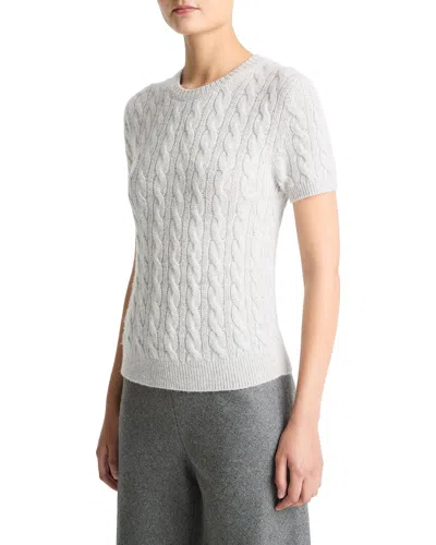 Vince Wool & Cashmere-blend Cable T-shirt In White