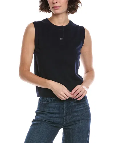 Vince Wool & Cashmere-blend Henley Crew Neck Shell In Blue