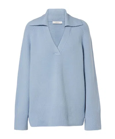 Vince Wool And Cashmere-blend Polo Sweater In Blue