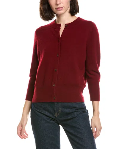 Vince Wool- & Cashmere-blend Shrunken Cardigan In Burgundy