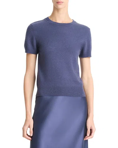 Vince Wool & Cashmere-blend T-shirt In Blue