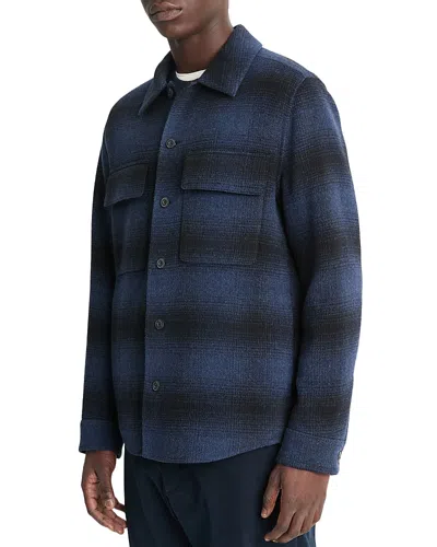 VINCE WOOL & NYLON SPLITTABLE PLAID SHIRT JACKET