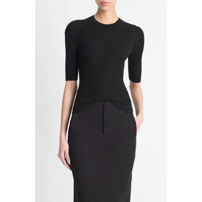Vince Round Neck Sweater In Black