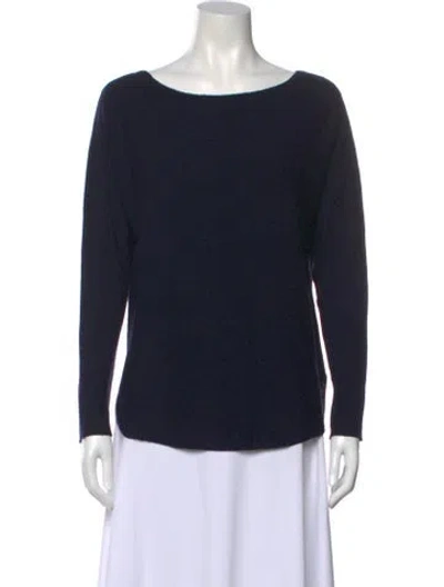 Pre-owned Vince Wool Bateau Neckline Sweater In Blue