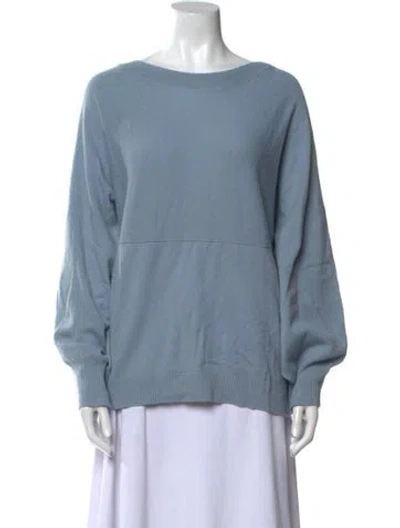 Pre-owned Vince Wool Bateau Neckline Sweater In Blue