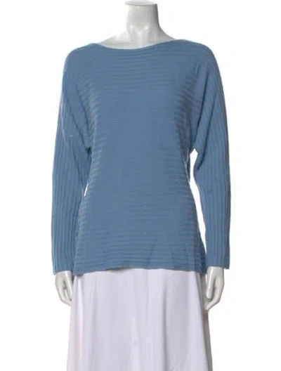 Pre-owned Vince Wool Bateau Neckline Sweater In Blue