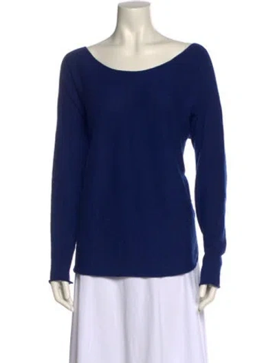 Pre-owned Vince Wool Bateau Neckline Sweater In Blue