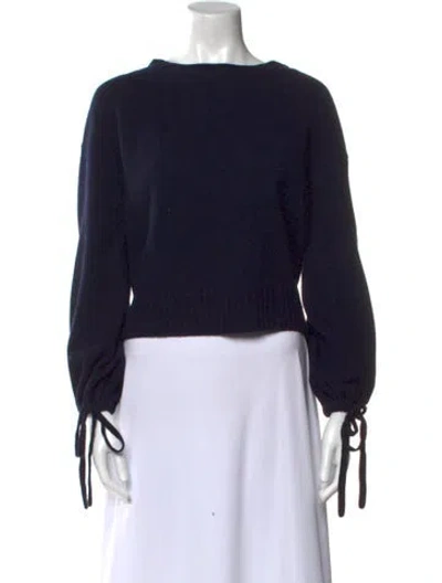 Pre-owned Vince Wool Bateau Neckline Sweater In Blue