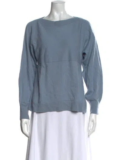 Pre-owned Vince Wool Bateau Neckline Sweater In Blue
