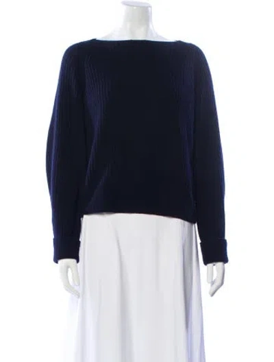 Pre-owned Vince Wool Bateau Neckline Sweater In Blue