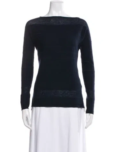 Pre-owned Vince Wool Bateau Neckline Sweater In Blue
