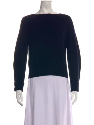 Pre-owned Vince Wool Bateau Neckline Sweater In Blue