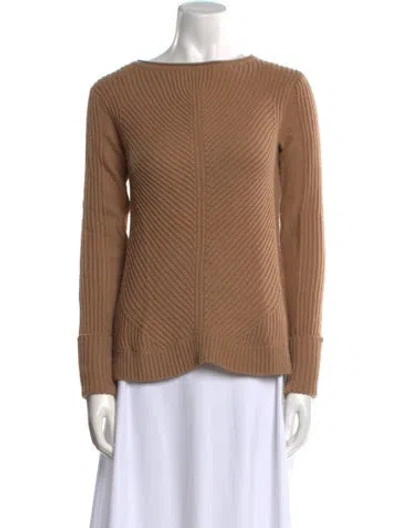 Pre-owned Vince Wool Bateau Neckline Sweater In Brown