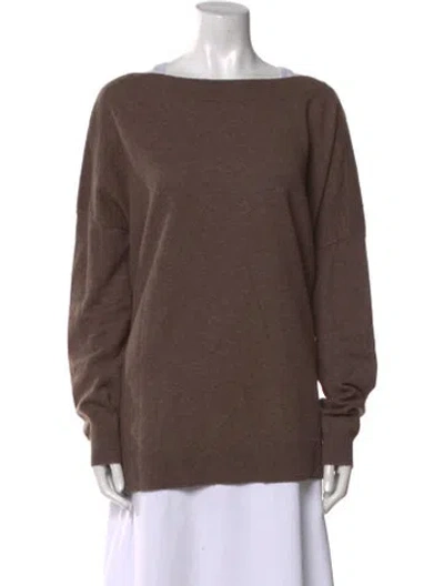 Pre-owned Vince Wool Bateau Neckline Sweater In Brown