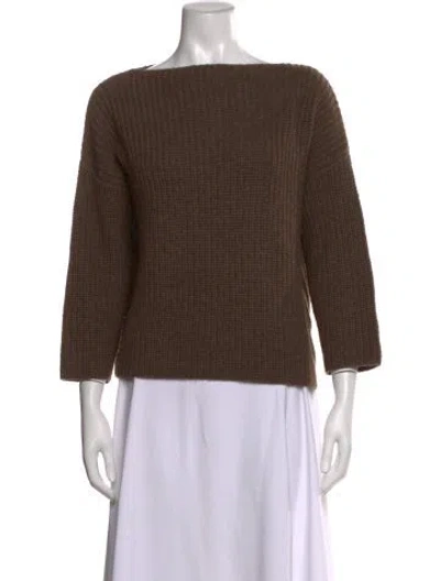 Pre-owned Vince Wool Bateau Neckline Sweater In Brown