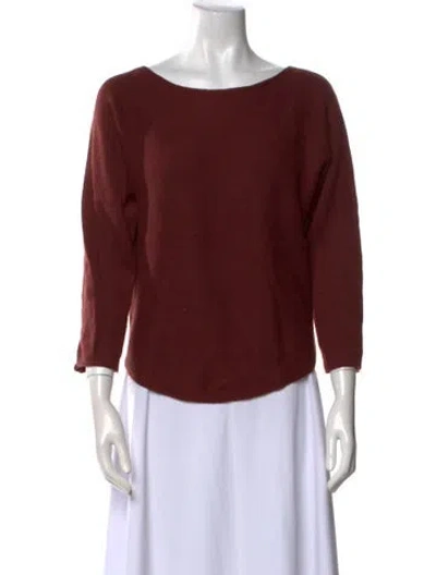 Pre-owned Vince Wool Bateau Neckline Sweater In Burgundy