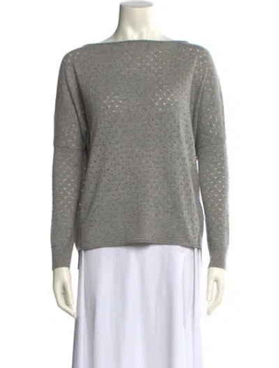 Pre-owned Vince Wool Bateau Neckline Sweater In Gray