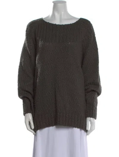 Pre-owned Vince Wool Bateau Neckline Sweater In Green