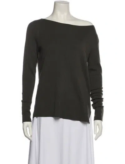 Pre-owned Vince Wool Bateau Neckline Sweater In Green