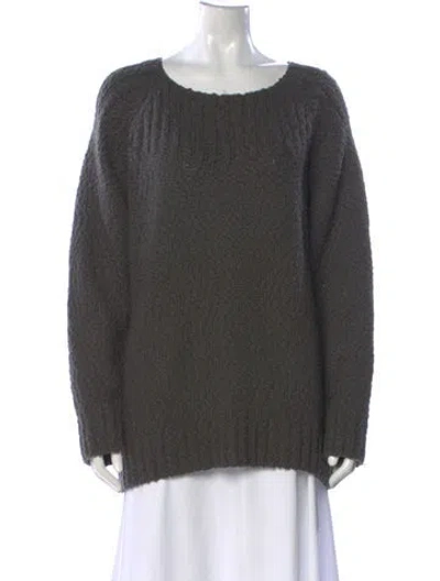 Pre-owned Vince Wool Bateau Neckline Sweater In Green