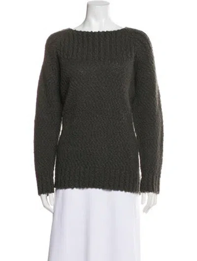Pre-owned Vince Wool Bateau Neckline Sweater In Green