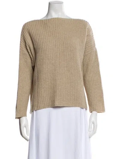Pre-owned Vince Wool Bateau Neckline Sweater In Neutral