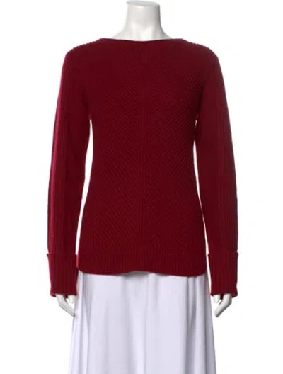 Pre-owned Vince Wool Bateau Neckline Sweater In Red