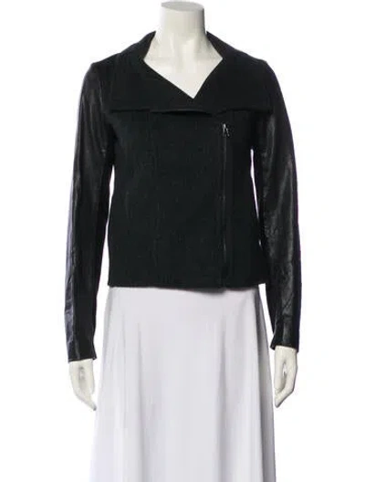 Pre-owned Vince Wool Biker Jacket In Black