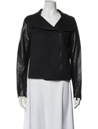 Pre-owned Vince Wool Biker Jacket In Black