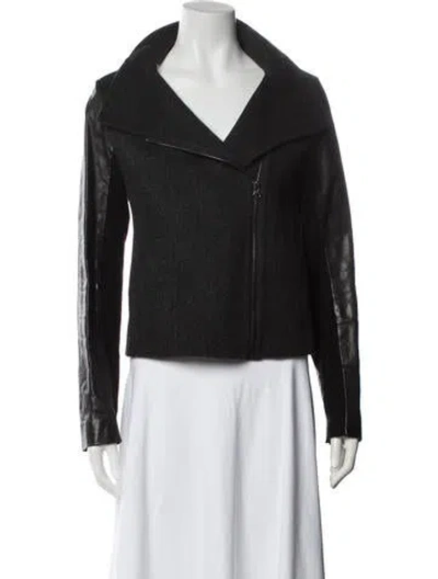 Pre-owned Vince Wool Biker Jacket In Black