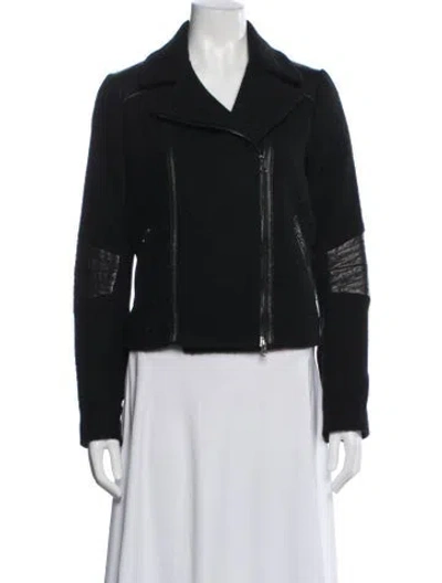 Pre-owned Vince Wool Biker Jacket In Black