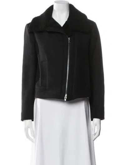 Pre-owned Vince Wool Biker Jacket In Black