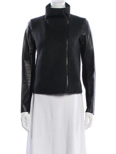 Pre-owned Vince Wool Biker Jacket In Black