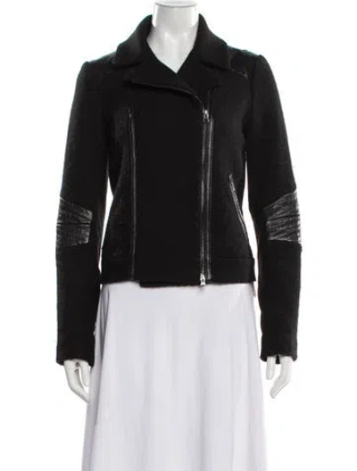 Pre-owned Vince Wool Biker Jacket In Black