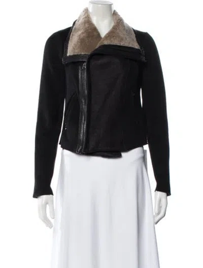 Pre-owned Vince Wool Biker Jacket In Black