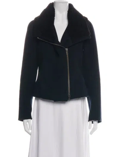 Pre-owned Vince Wool Biker Jacket In Black