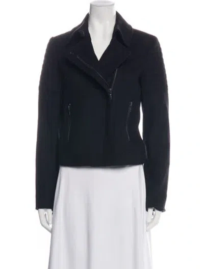 Pre-owned Vince Wool Biker Jacket In Black