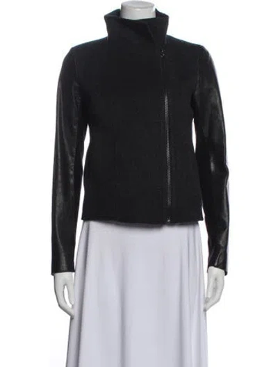 Pre-owned Vince Wool Biker Jacket In Blue
