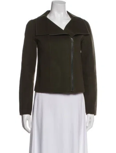 Pre-owned Vince Wool Biker Jacket In Green