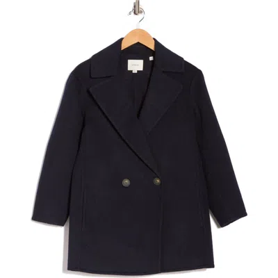Vince Wool Blend Car Coat In Blue