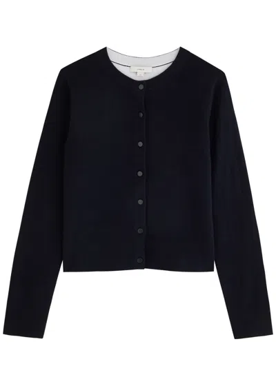 Vince Wool-blend Cardigan In Dark Navy