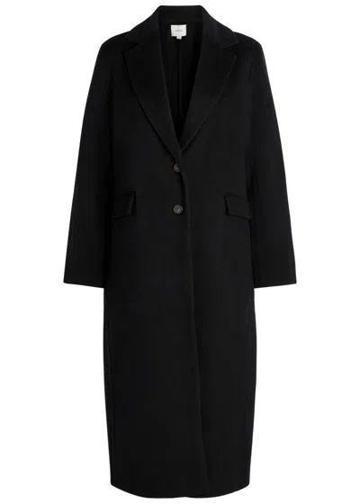 Vince Wool-blend Coat In Black