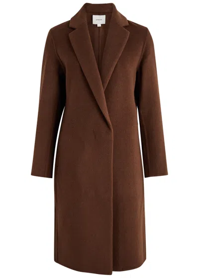 Vince Wool-blend Coat In Dark Brown