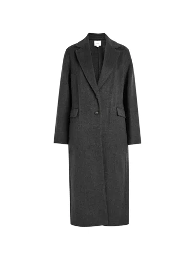 Vince Single Breasted Wool-blend Coat In Black