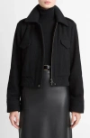 Vince Cropped Wool-blend Jacket In Black