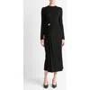 Vince Wool Blend Drape Midi Dress In Black