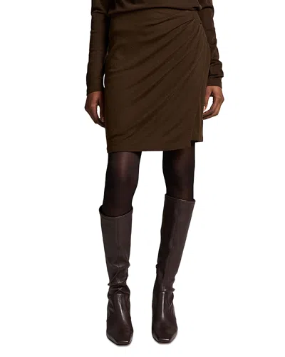 Vince Wool Blend Draped Skirt In Brown