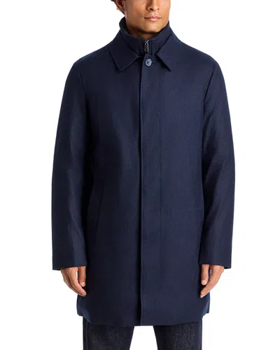 Vince Wool Blend Flannel Down Car Coat & Removable Bib In Blue