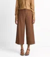 Vince Wool-blend Mid-rise Culotte Pants In Dark Almond